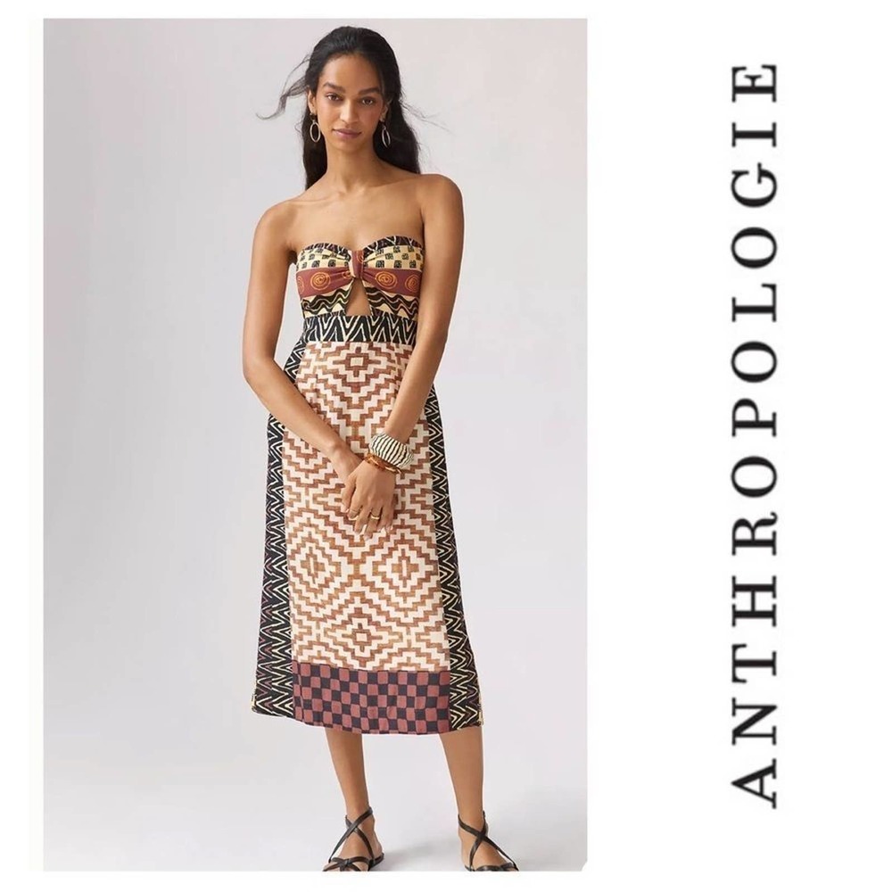 Anthropologie Verb Cut Out Geometric MIDI Dress Size 6